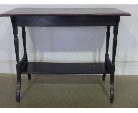 A late Victorian Edwardian ebonised side table with undertier stamped J S H K numbered 64 - 89 cm x 46 cm x 70 cm