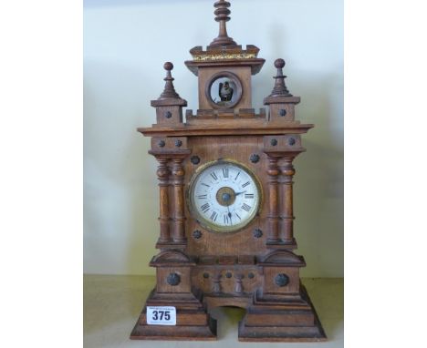 An early 1900's Cuckoo architectural mantel clock - Height 38 cm 