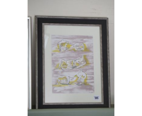 Henry Moore original Lithograph 1971 Figures allongee - RRP £750  - 29 cm x 22 cm 
