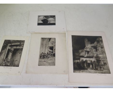 Sir Frank William R A RWS RBA Brangwyn etchings - all signed and numbered - 8 x 11 cm to 21 cm x17 cm 
Condition report: Some