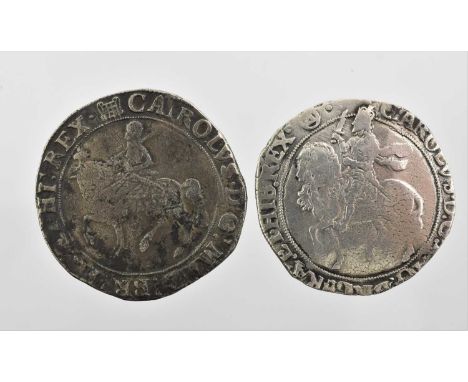 2 x Charles I, Halfcrowns comprising: (1) Group II (35mm, 14.99g), mm portcullis, obv. second horseman left, plume on horse's