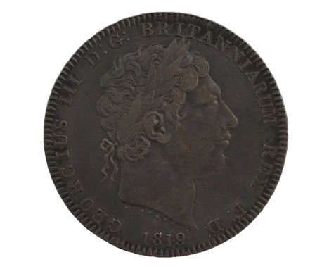 George III, Crown 1819 LIX, obv. laureate head right, rev. Pistrucci's St. George and the dragon, (S.3787; Bull2010; ESC 215)