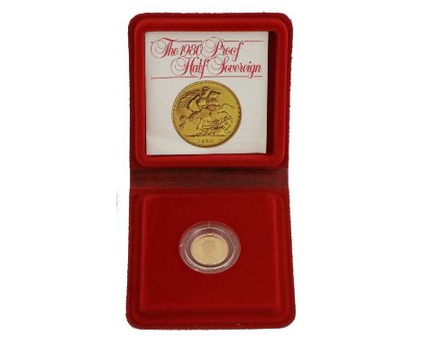 Elizabeth II, Proof Half Sovereign 1980, obv. Machin portrait of the Queen, rev. Pistrucci, encapsulated in Royal Mint case o