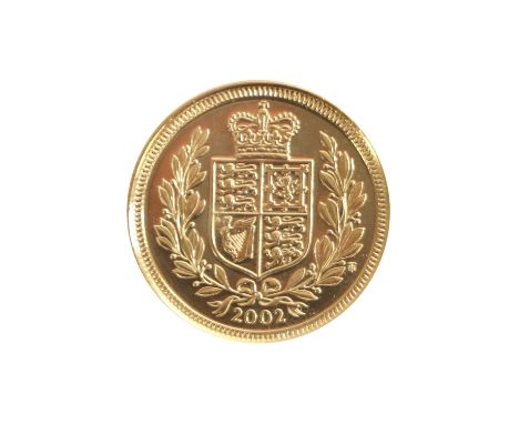 Elizabeth II, Half Sovereign 2002, obv. Rank-Broadley portrait of the Queen, rev. Golden Jubilee Shield design by Timothy Noa