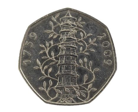 Elizabeth II, 'Kew Gardens' 50p 2009, struck to commemorate the 250th anniversary of the foundation of the Royal Botanical Ga