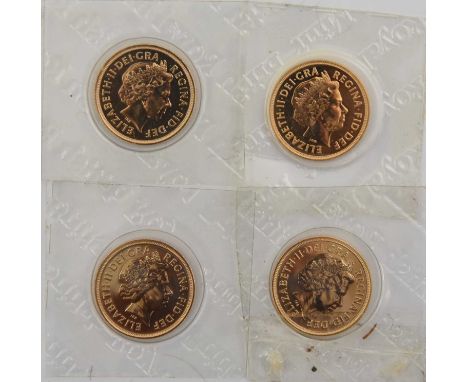 4 x Elizabeth II, Sovereigns 2009, obv. Rank-Broadley portrait of the Queen, rev. Pistrucci, encapsulated in Royal Mint plast