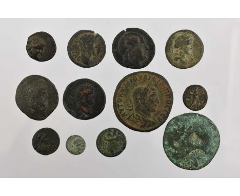 ♦12 x Greek &amp; Roman Provincial, to include: Aegean Islands - Naxos AE15 obv. Dionysos head right, rev. kantharos (BMC 19)