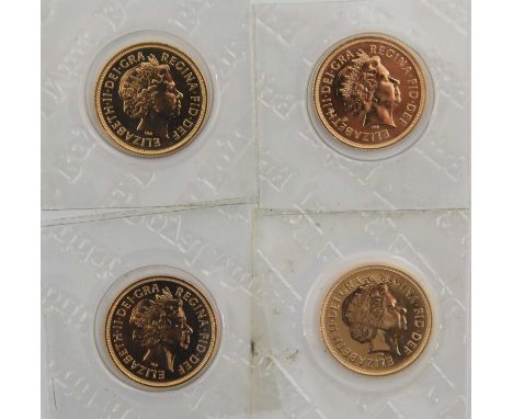 4 x Elizabeth II, Sovereigns 2009, obv. Rank-Broadley portrait of the Queen, rev. Pistrucci, encapsulated in Royal Mint plast
