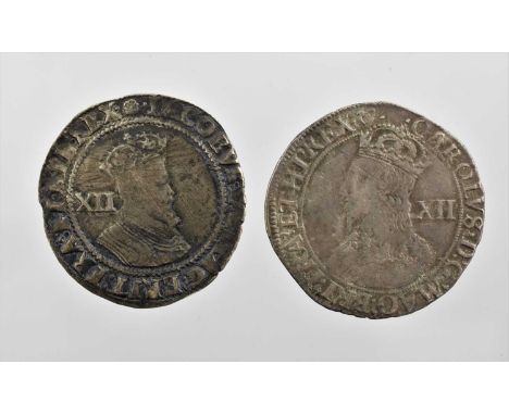 2 x Hammered Shillings, comprising: (1) James I 1605-6 (31mm, 5.55g), second coinage 1604-19, mm rose, obv. fourth bust right