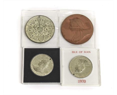 4 x Diamond Jubilee of Queen Victoria 1897 Medals, comprising: (1) AE (55.5mm, 76.03g) obv. VICTORIA ANNVM REGNI SEXAGESIMVM 