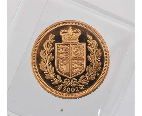 Elizabeth II, Proof Half Sovereign 2002, 'Golden Jubilee', obv. Rank-Broadley portrait of the Queen, rev. crowned shield with