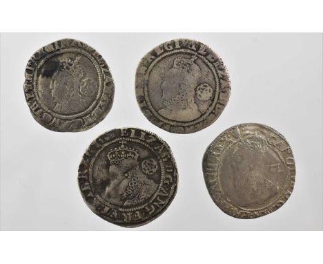 4 x Hammered Sixpences, including: 3 x Elizabeth I: 1568 (24mm, 2.31g), Third &amp; Fourth Issue, mm coronet, obv. intermedia