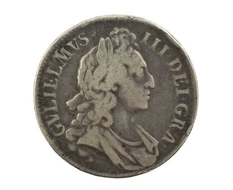 William III, Crown 1696 OCTAVO, obv. first draped bust right, curved breast plate, rev. crowned cruciform shields, first harp