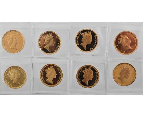 8 x Elizabeth II, Proof Half Sovereigns: 1985, 1986, 1987, 1988, 1990, 1991, 1992, and 1993, obv. Maklouf portrait of the Que