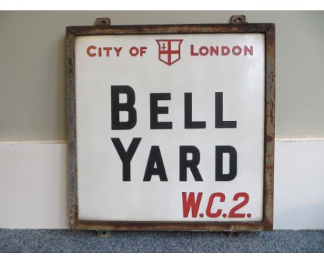Vintage London street sign Bell Yard. Approximate size: 46x46cm. PLEASE NOTE THIS ITEM IS COLLECTION ONLY OR DELIVERY AVAILAB