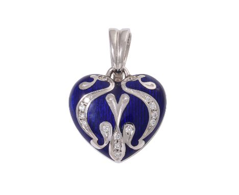 FABERGÉ by VICTOR MAYER Herzanhänger mit Brillanten zus. ca. 0,14 ct ca. FW (G)/VVS und blauem Email, lim. Edition 28/200, NP