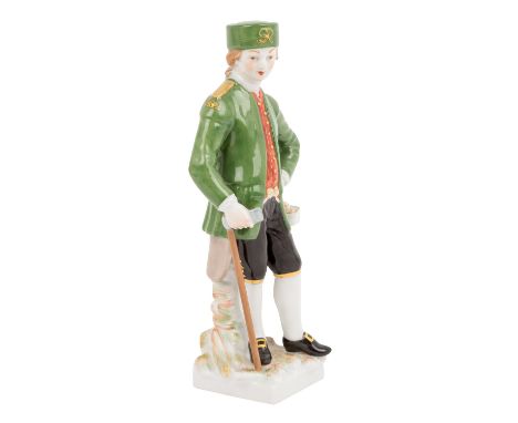 KPM "Hannoverscher Bergmann" 20.Jh. Entwurf von Johannes Eckstein (1736-1817), polychrom gefasst, am Boden Zeptermarke und Re