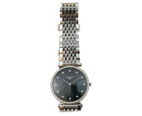 Longines - la Grande Classique lady's diamond and stainless steel quartz wristwatch, circa 2007, model number L4 741 O, case 