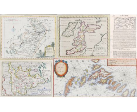 Sebastian Munster, map of Britain c1545 with text beneath, 28cm x 17cm, gilt frame, John Sellar, Insulae Albion et Hibernia c