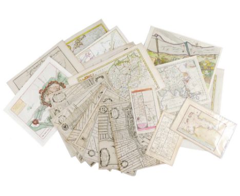 Twenty-four unframed maps,  including a set of twelve uncoloured Dutch town plans, 20cm x 25cm, J. Gibson Austrian and French