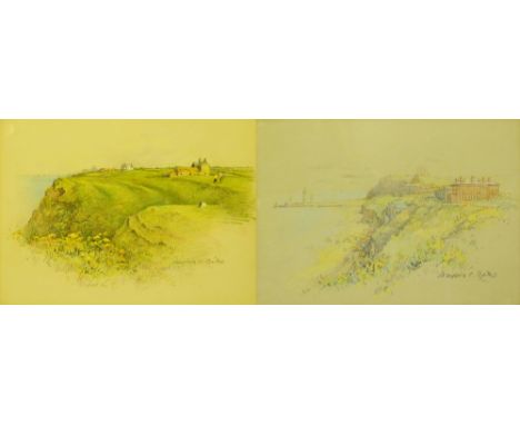 Marjorie Christine Bates (1887 - 1962), Two ladies playing at Whitby Golf Club, signed lower right hand corner, pastel on pap