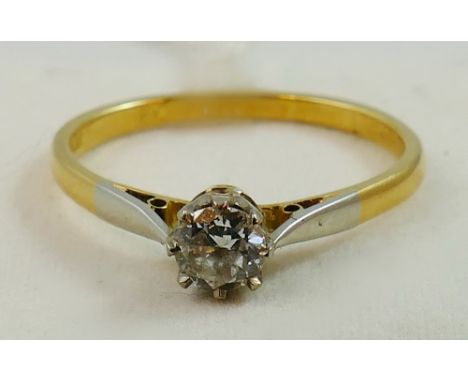 An 18ct gold single stone ring, claw set with a brilliant cut stone weighing approximately 0.45cts, colour estimate H/I, clar