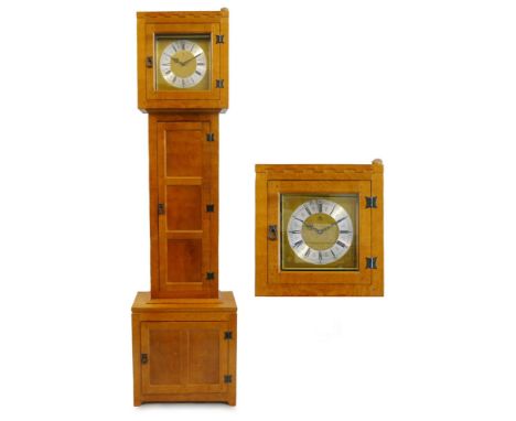 A Peter Rabbitman Heap of Wetwang adzed oak longcase clock, first model, the plain oblong hood with half-penny style moulding