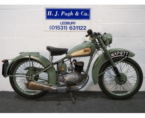 BSA Bantam motorcycle. 1952. 125cc.Frame No. YD1-6137Engine No. 74381-YDRuns and rides. Comes with old tax discs, instruction
