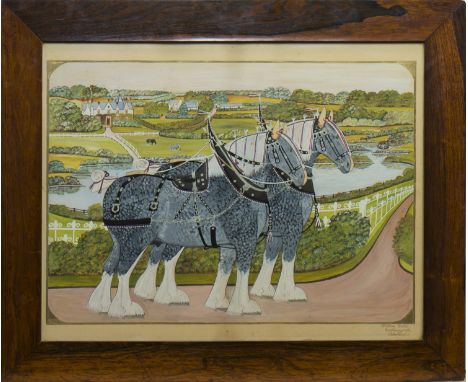 * WILLIAM ROBBIE (SCOTTISH 1887 - 1967),
EASTBARNYARDS, PETERHEAD
mixed media on paper, signed
40cm x 55cm
Mounted, framed an