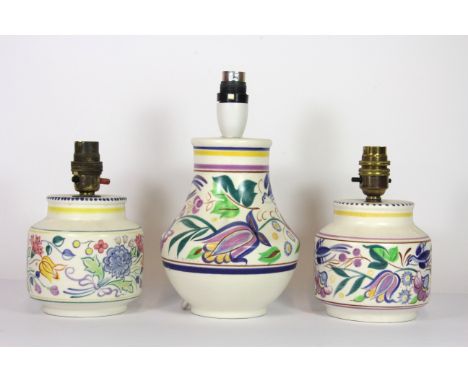 Three Poole Pottery lamp bases.