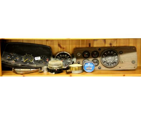 A quantity of vintage motorcar related gauges.