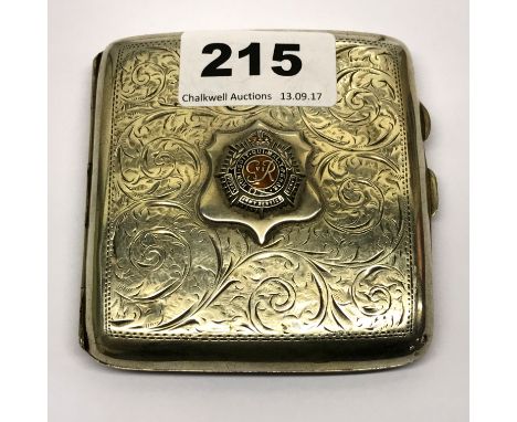 A Royal Army Service Corps hallmarked silver cigarette case.
