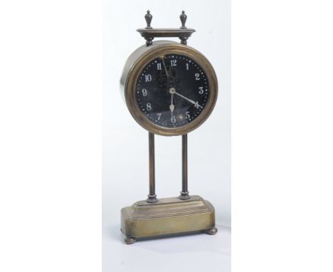 A silent Kee-less clock circa 1920
With a clear glass dial with white painted Arabic numerals, the drum case descends raised 