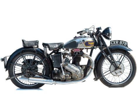 A 1936 Triumph 6/1 650cc twin-cylinder motorcycle. Registration number CXR 878Frame number V505.Engine number 1V6507First reg