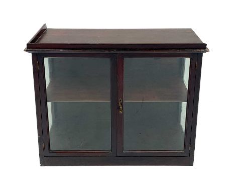 An early 20th century mahogany small display cabinet. With double glazed doors glazed sides and single shelf, height 64.5cm w