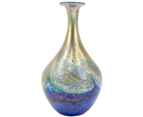 Norman Stuart Clarke (b.1944) A studio glass seascape pattern vase, signed and dated '89, height 16cm.