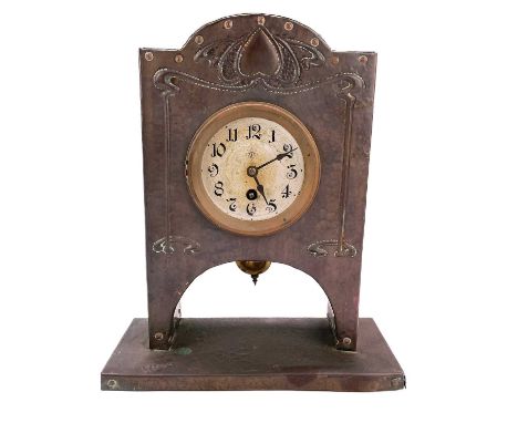 A J &amp; F Pool of Hayle copper clock. Item number 6613 in Pool's Cornish Hand-Wrought Copper catalogue page 27, with a Ungh
