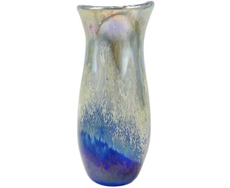 Norman Stuart Clarke (b.1944). A studio glass seascape pattern vase, of slightly waisted form, signed and dated '89, height 1