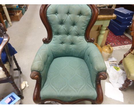 Victorian Mahogany Framed Button Back Armchair