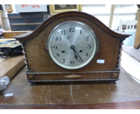1930's / 40's Oak Cased Mantle Clock together with an American Wall Clock