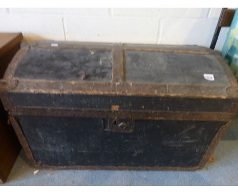 Victorian Wooden Bound Domed Top Trunk