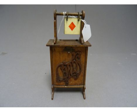 Unusual Vintage Wooden Gothic Combined Playing Card Box and Bridge Trump Marker