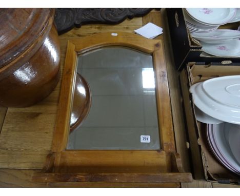 Pine Wall Mirror with Shelf