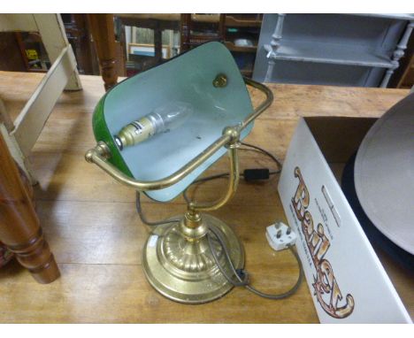 A modern brass bankers lamp