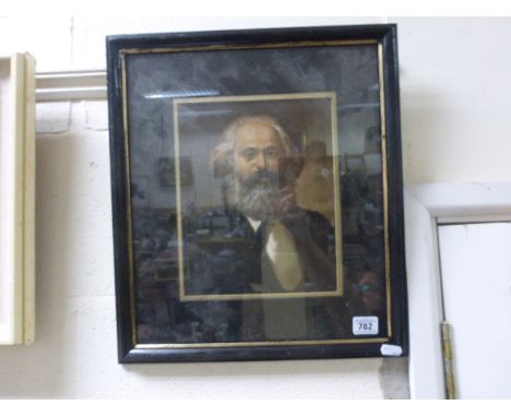 An oil painting portrait of Russian revolutionary socialist Karl Marx born 1818 died 1883