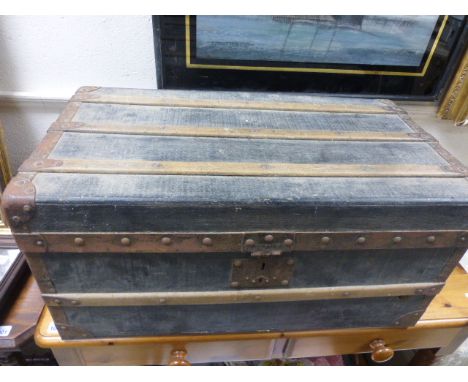 Victorian Wooden Bound Travelling Trunk