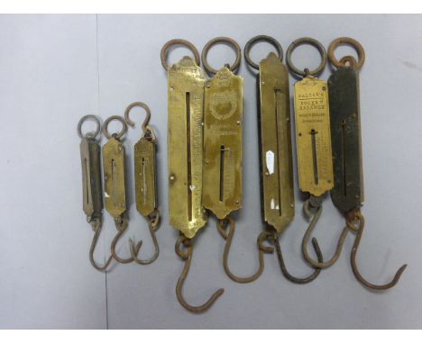 Nine various weighing scales, including Salter 