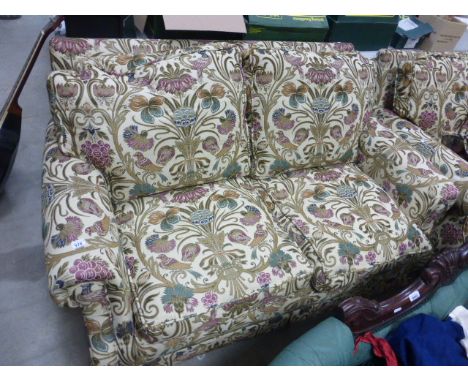 Two Seater Sofa upholstered in a floral and bird patterned fabric