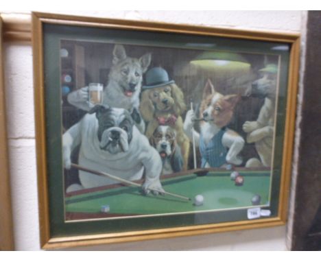 After Arthur Sarnoff print cartoon dogs playing pool
