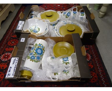 J&G Meakin 'retro' tableware 'Topic' (30pcs) including coffee pot & lid, 6 cups & saucers etc